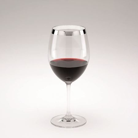 Silver trim Curved Red Wine Glass