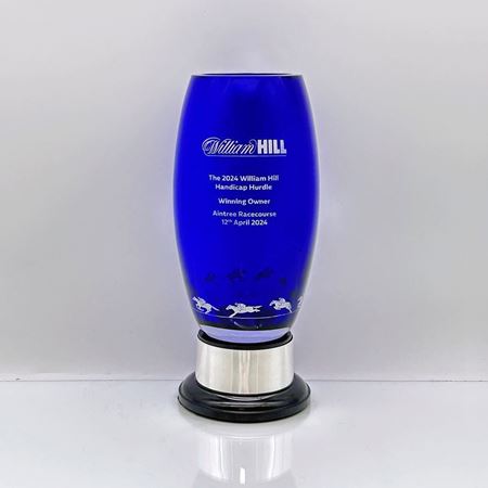 Cobalt Callie Vase on Plinth with Nickel Plate Band