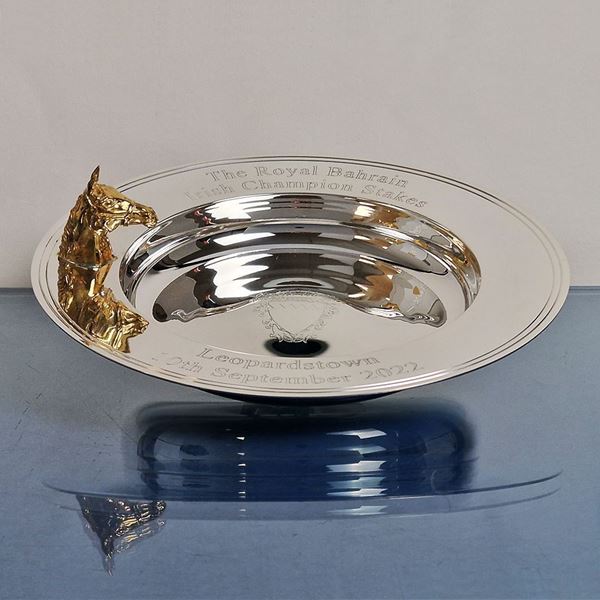 Traditional Alms Dish in Silver Plate with Gold Plated semi 3 Dimensional