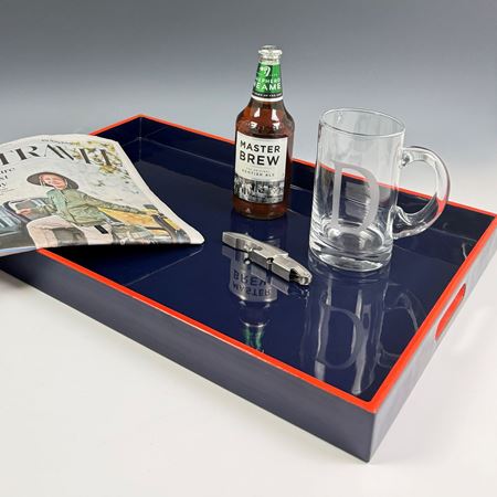 navy and Orange Lacquered Tray without Plaque