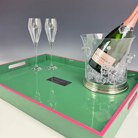 Green and Pink Lacquered Tray with Personalisation