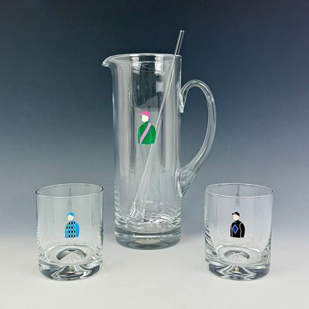 A pair of bespoke enamelled racing colour Tumblers