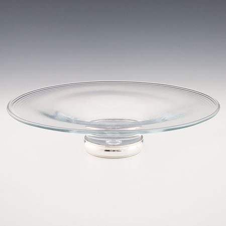 Clear Glass Fruit Bowl with Sterling Silver Foot